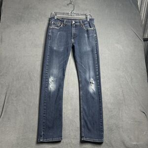 Levis 513 Jeans (Mens 30x30 Actual Size)Blue‎ Straight Leg Slim Pants Distressed